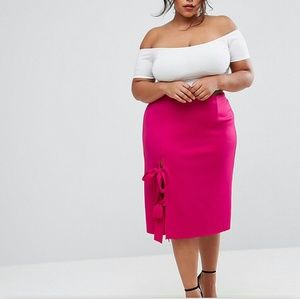 Asos curve black pencil skirt with bow detail